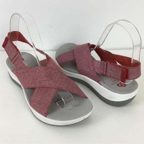 Clarks Step Cali Cove Wedge Cloudsteppers Sandals 7 Wide - Picture 1 of 8